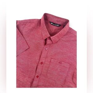 Men’s Travis Mathew Red Short Sleeve Button Down Shirt/Too. Large